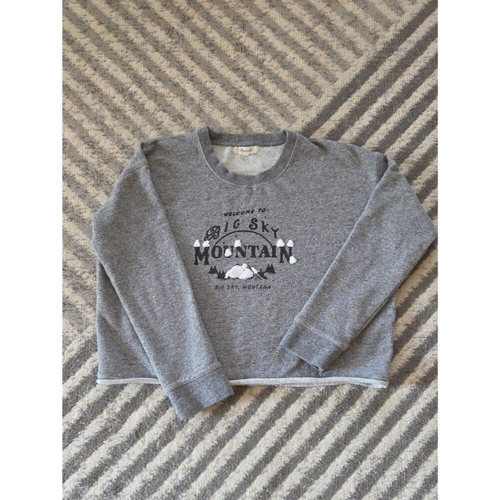 Madewell Gray Crewneck Mountain Graphic Sweatshirt Size M